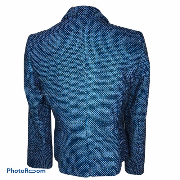 Calvin Klein Blue Tweed Two Button Blazer - Picture 5 of 8